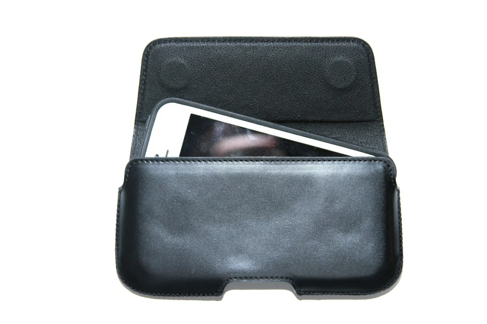 Funda de transporte con clip para cinturón de cuero genuino de alta calidad para teléfono Foto 2 de 4