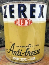 Original Vintage ZEREX ANTI-FREEZE Metal Can ONE 1 GALLON DuPont Gas Oil FULL