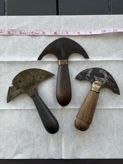 Lot Of 3 Antique Vintage Osborne W. ROSE Round Half Moon Head Leather Knife
