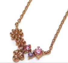 Disney Pink Gold Minnie Mouse Necklace Floral Accent Jewelry New