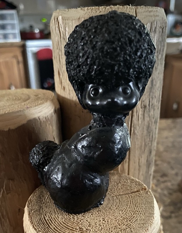 Handcrafted Coal Poodle Dog