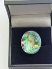 Vintage 925 Silver Ring With Large Blue Abalone Shell Size N1/2