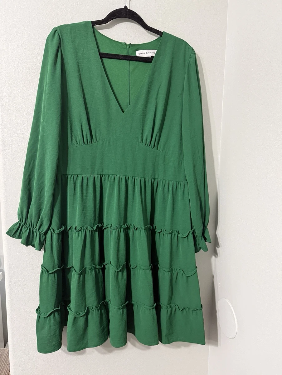emma and michele green dress Emma & Michele Green Striped Blouson Dress