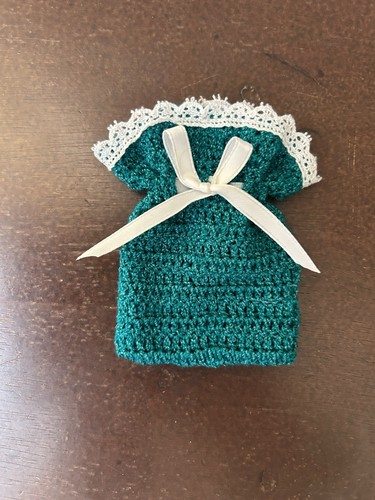 Handmade Crochet Kleenex Cover With Small Sachet Turquoise - Picture 6 of 9