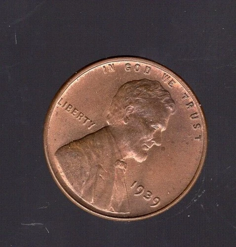 USA 1939 AU Wheat Cent Red Brown coin - Free shipping