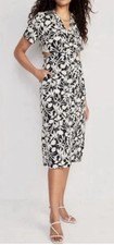 Old Navy Midi Dress XL Cotton Cutout Blue Tropical Floral Pockets Button Front