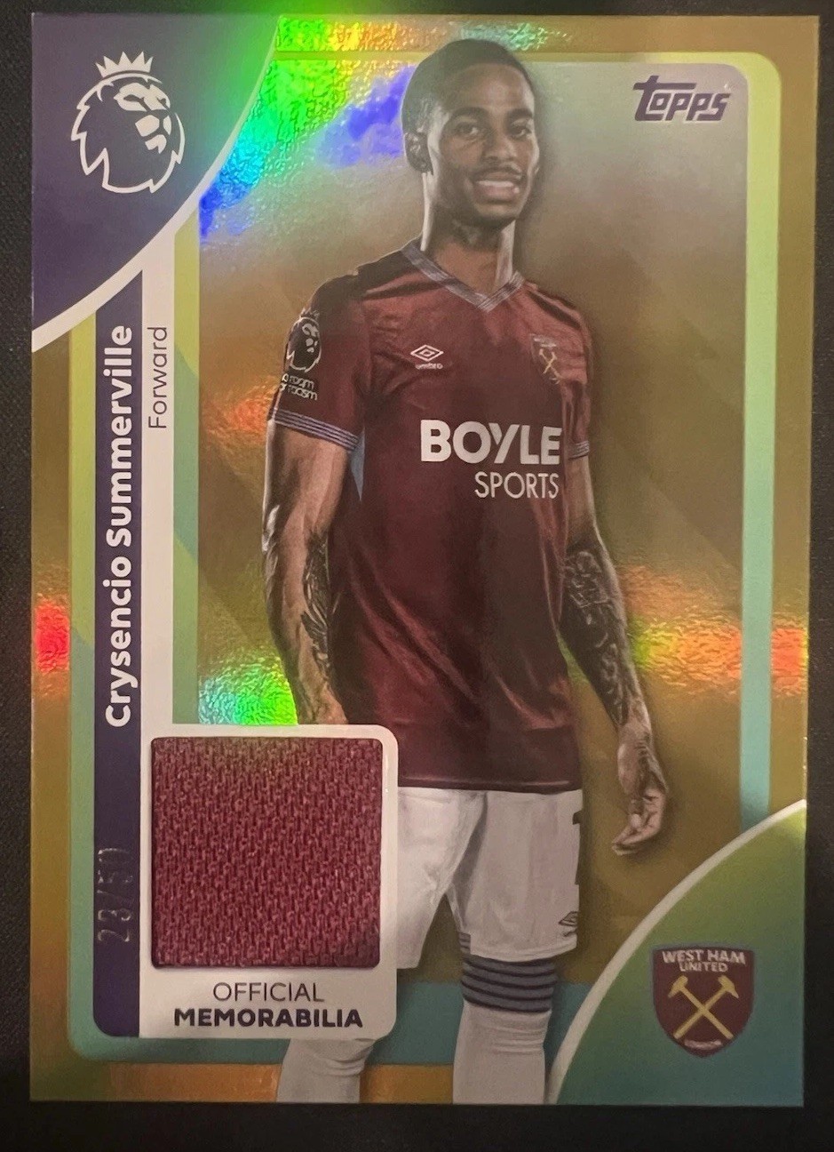 2025-26 Topps Premier League Premier Relics Crysencio Summerville Gold Foil /50