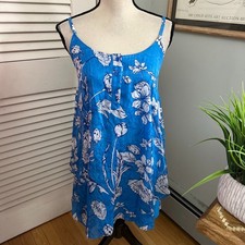 Alice + Olivia Dress Womens XS Blue Silk Rhi Tiered Ladybug Garden Euro Summer