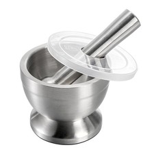 Mortar and Pestle Sets 18/8 Brushed Stainless Steel Spice Grinder Pill Crusher M