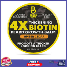 Club Biotin Beard Balm for Men - Beard Growth Shea Butter with Castor  Coconut
