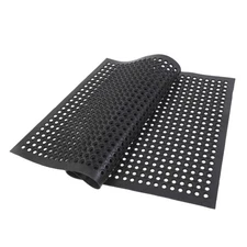 NEW Multi-functional Anti-fatigue Drainage Rubber Non-slip Hexagonal Mat Black