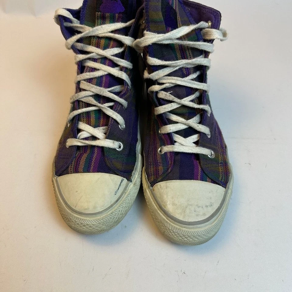 Vintage 90s Colorado Rockies MLB Major League High Tops Purple Plaid - Image 2 of 4