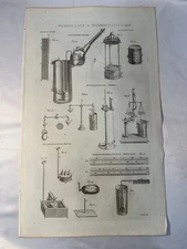 1800s Hydraulics Hydrostatics Scientific Fluid Copper Engraving Plate  Antique