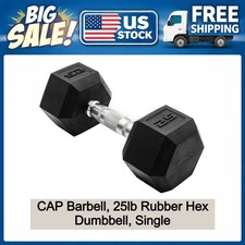 CAP Barbell 25lb Rubber Hex Dumbbell Single Weight Training Exercise