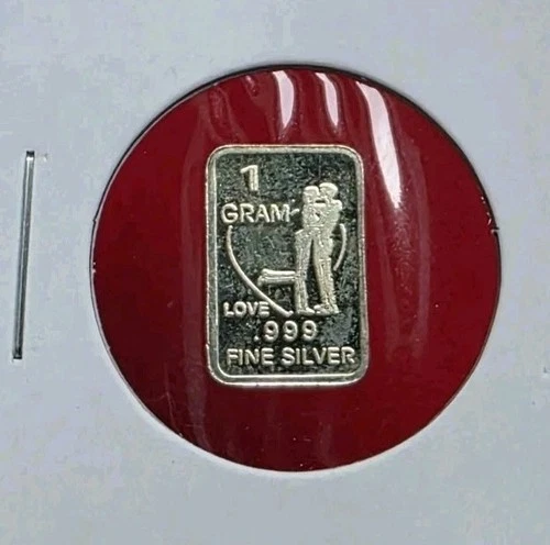 Couple In Love ❤️ 1 Gram .999 Fine Pure Silver Bullion Mini Art Proof Bar Ingot