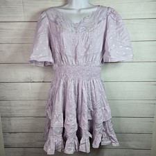Love Shack Fancy Heritage Prairie Mini Dress S Lace Ruffle Tiered Victorian NWOT
