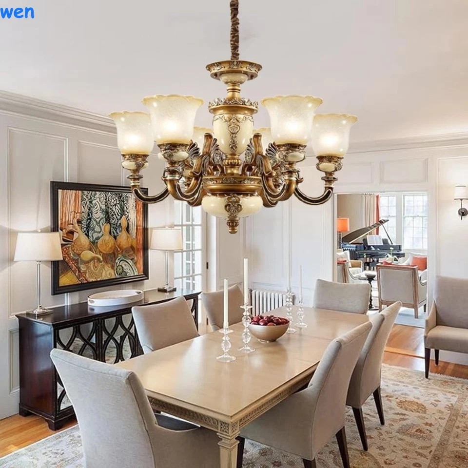 Retro Pendant Lamp Bedroom Living Dining Room Ceiling Light Art Glass Chandelier - Image 3 of 4