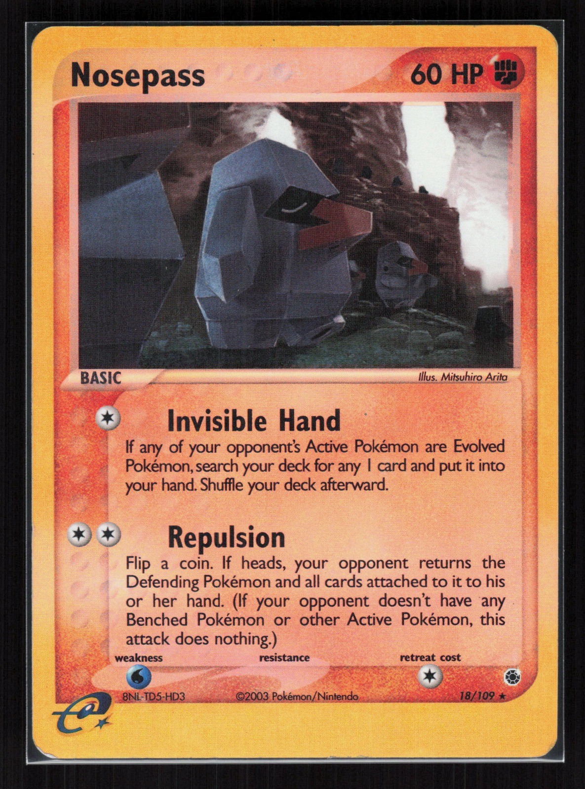 Nosepass Reverse Holo Rare Pokemon Ruby and Sapphire 18/109 MP