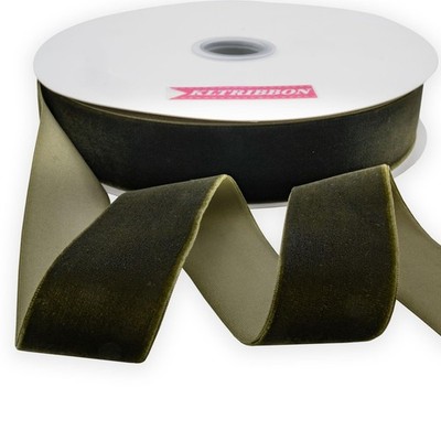 Nylon Velvet Ribbon Single Faced,1 1/2 Inch X 25Yards Spool Moss Green