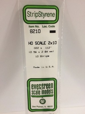 Evergreen 8210 Plasticcart HO Scale Strip 0,56x2,84x350mm 10 Polystyrene Leisten