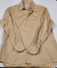 Pronto Uomo Men's 100's 2 Ply Beige Long-Sleeve Button-down Shirt Sz 15.5 34/35
