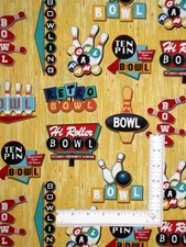 Bowl Bowling Sport Theme Fabric By The Yard Bowler Motifs Cotton Robert Kaufman