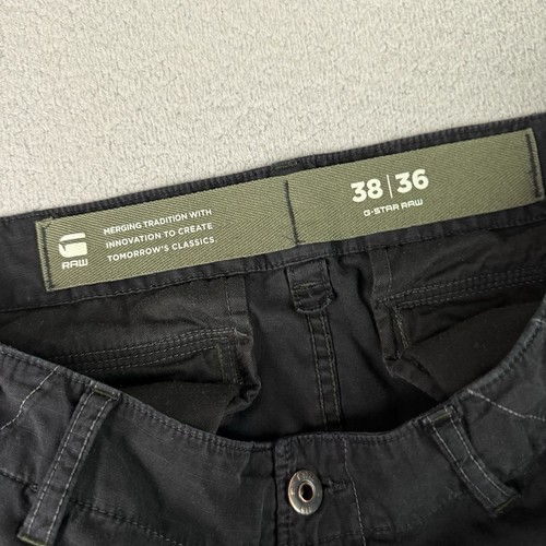 G Star Raw Pants Mens 38 Black Zip Tapered Cargo Utility Ripstop Cotton Rare BLK - Picture 6 of 15