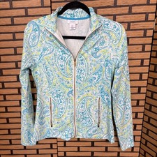 Sigrid Olsen Golf  Tennis Blue And White Zip Up Jacket Size Small