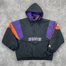 Vintage 90s Phoenix Suns Starter Puffer Jacket Adult Large Hooded Pullover Mens