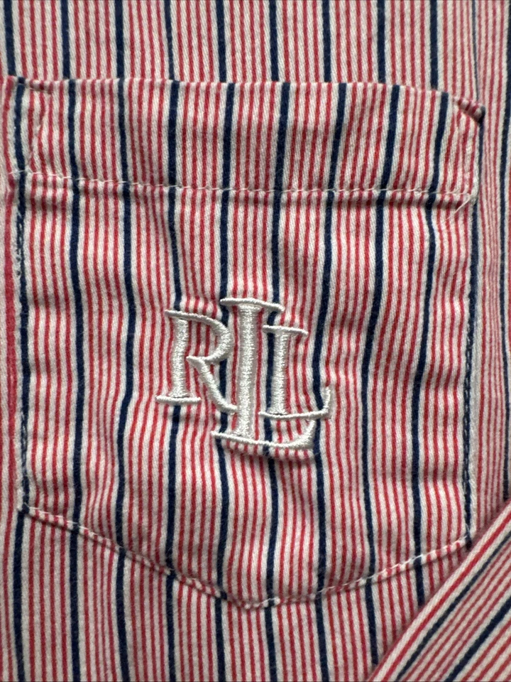 Conjunto de pijama para mujer Lauren Ralph Lauren etiqueta negra rayas rojas talla L suave cómodo Foto 2 de 4