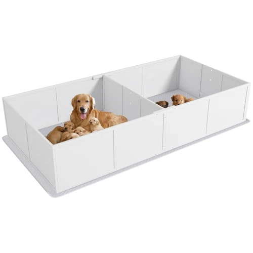 Whelping Box for Dogs and Puppies w/ Waterproof Pee Pad, for L Dogs