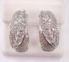 Moissanite Huggies Hoop Earrings 2 Ct Round Cut 14K White Gold Plated