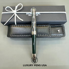 BID MB Meisterstück Green Resin Fountain Pen Silver Trim Medium Nib w/ Box — photo 2