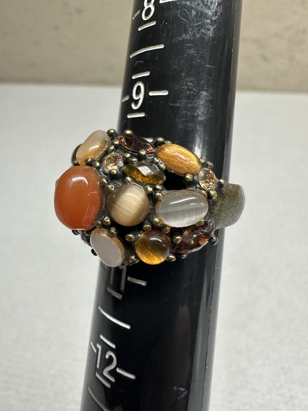 Stunning Solid Brass Ring With Multi-Colored Gems… - image 2