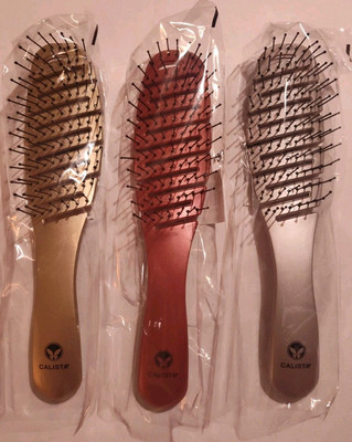 3 Calista Smoothie Hair Brush De-tangle Smooth Style Flexible GOLD PINK SILVER
