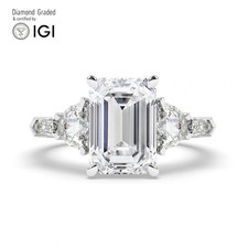 Emerald Diamond Engagement Ring Platinum Labgrown 4 Ct Solitaire