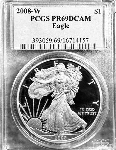 2008-W Silver American Eagle PCGS PR69 DCAM PLUS 2 FREE PROOF SETS