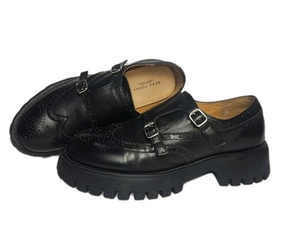 Beau Today Womens Sz 10 Leather Chunky Lug Sole Monk Strap Oxford Wingtip Loafer