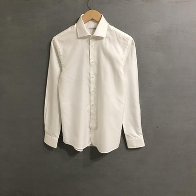 Men Savile Row Company Shirt White Cotton XS