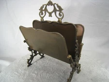 Global Views Brass Magazine Rack Ornate Scroll Newspaper Holder Victorian Decor
