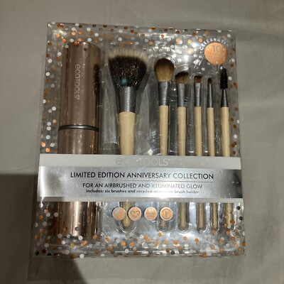 Eco Tools Anniversary Brush Kit 7-teiliges Set mit Alu Bürstenhalter