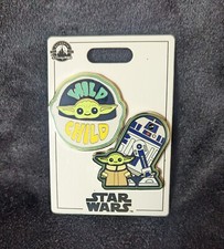 Disney Parks Pin Star Wars Mandalorian Baby Yoda Grogu & R2-D2 Wild Child 2 Pins