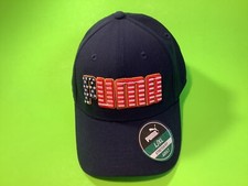 PUMA Stretch Fit Adult Hat Size L/XL Blue w/U.S. Flag NEW