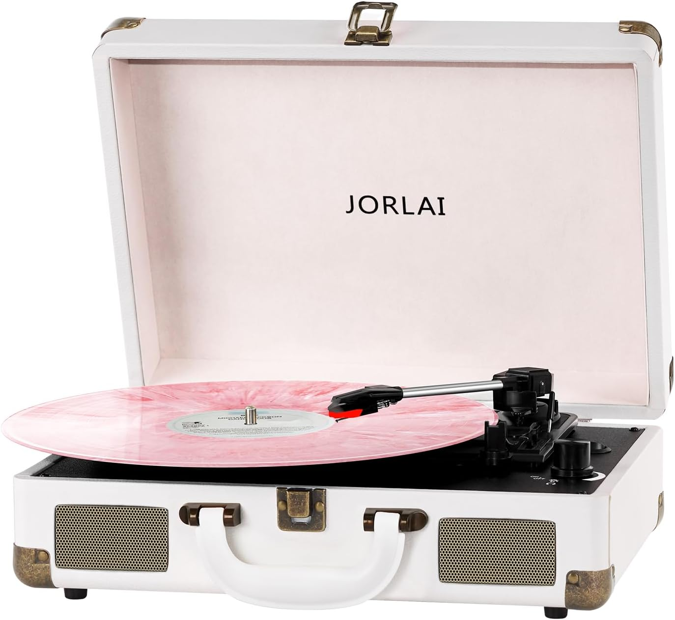 Bluetooth Record Player with Built-In Battery 3-Speed Turntable and Stereo Speakers-image