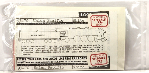 Walthers O Decals #936-9370 Union Pacific Steam Locomotive (White) RARE - Picture 4 of 4