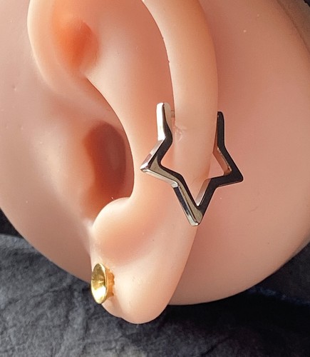 1pc Titanium Star Hinged Segment Ring Hoop Septum Nipple Helix Nose Body Jewelry - Picture 2 of 10