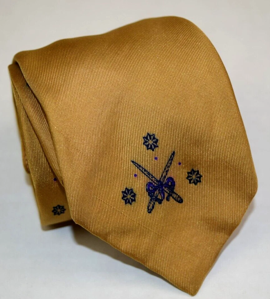 Corbata de Colección Bronzini Años 50 60 Dorado Bronceado Medallón Púrpura Unicornio 54 x 2.75" Foto 2 de 4