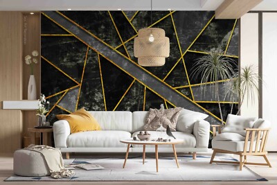 Abstract Marble Gold Geometric Pattern Wallpaper Murals For Walls - View #4
