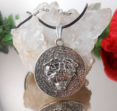 Zilar Lederkette mit Tierkopf Medaillon Anhänger Antik Style