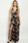 Misses Black Floral Jumpsuit Size Small Spaghetti Strap Split Leg Summer Travel